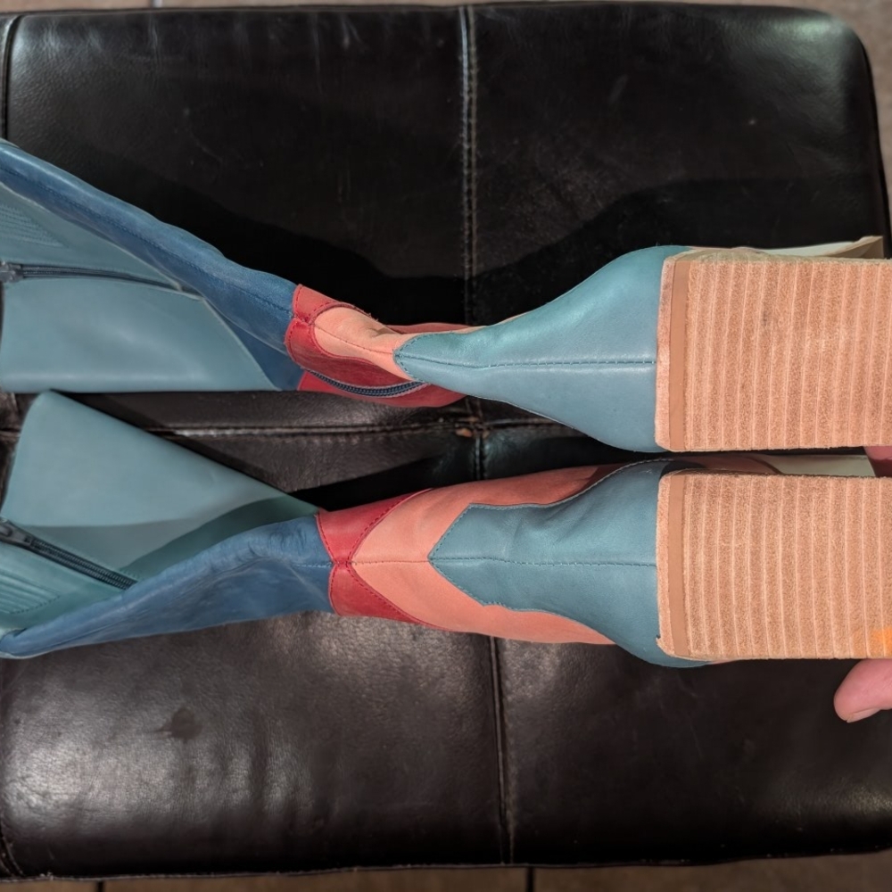 Colorful Patchwork Knee-High Boots - image 5